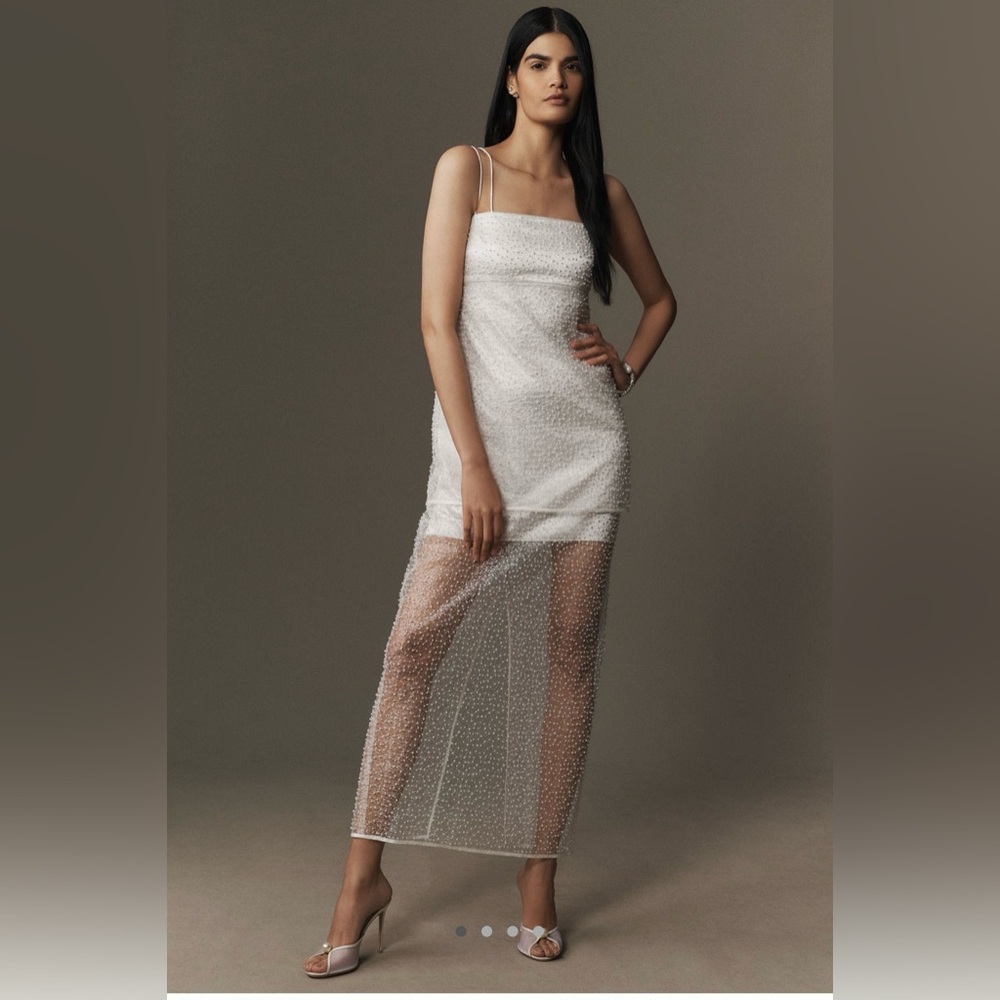BHLDN White Beaded Sheath Dress